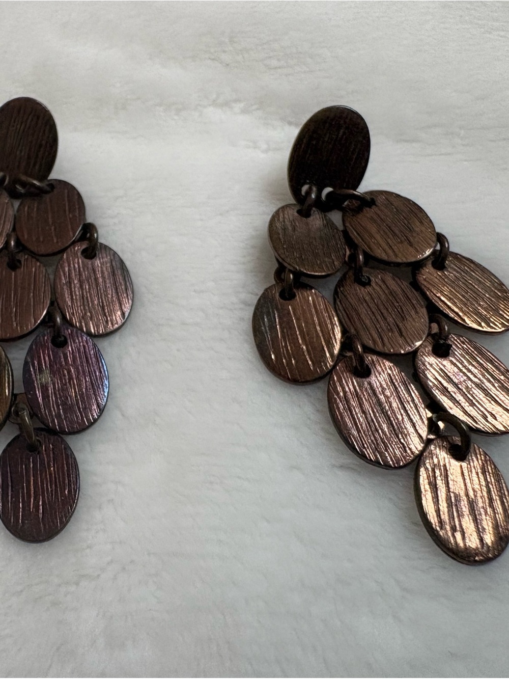 Cooper / Metallic Disc Drop Earrings
